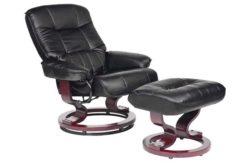 Collection - Santos - Leather Eff Recline Chair/Footstool -Black